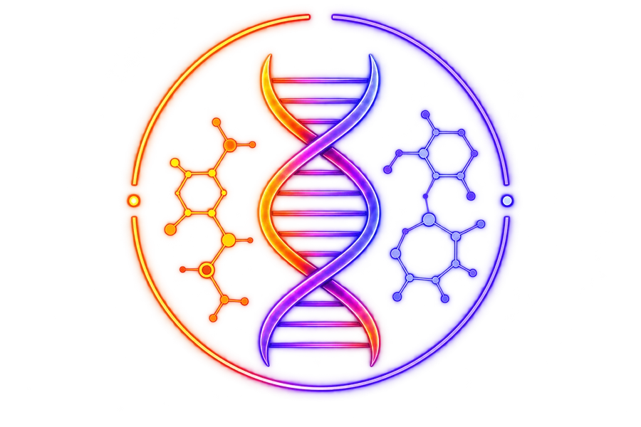 Neon DNA and molecular network illustration